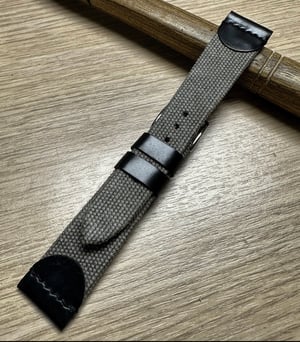 Image of Grey Canvas & Black Shell Cordovan Watch Strap