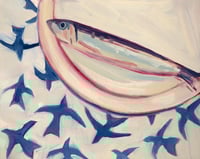 Image 1 of Sardine & Blue Paper Birds Print