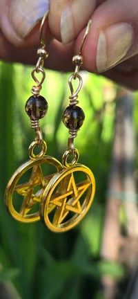 Image 4 of Smoky Pentacle Earrings