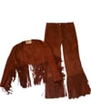 stellar late 1960s fringe suede trouser and bolero jacket set