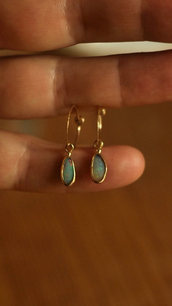 Image of Opal Gold hoops 