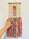 Candy yarn and a rectangle. Woven wall. hanging. 