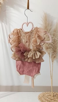 Image 5 of Newborn bodysuit for photoshoots - Naomi - dusty pink & beige