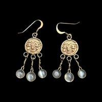 Image 1 of 9ct gold moonstone earrings