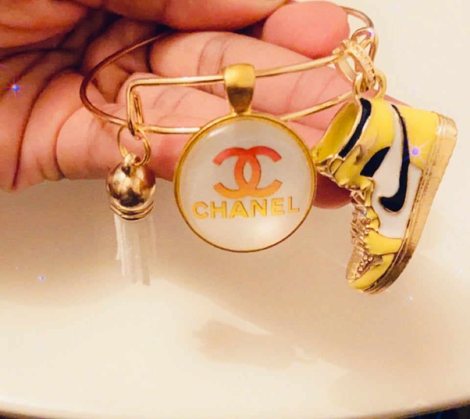 Image of Gold chanel designer inspired bangle bracelet 