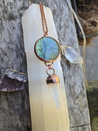 Image 1 of Electroformed labradorite and quartz pendulum necklace