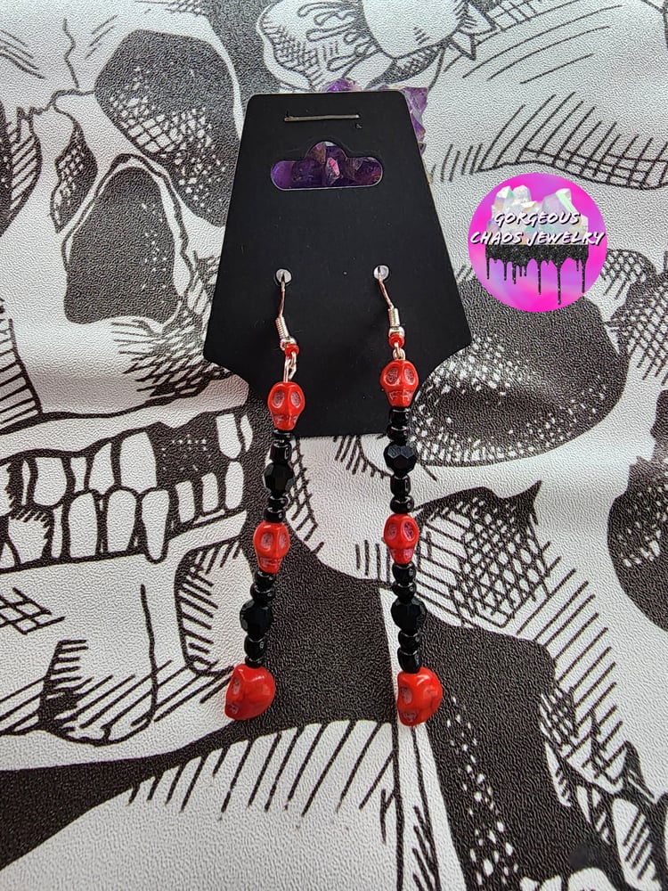 Image of Red Skull Earrings