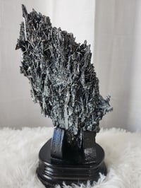 Image 4 of 1.8lb Stibnite Rare Crystal Specimen with Custom Stand 
