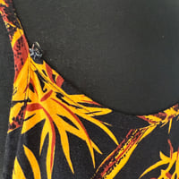 Image 9 of Vintage Black and Yellow Tropical Floral Print Maxi Dress with Spaghetti Straps - Size L 