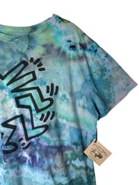 Image 4 of ♻️ UPCYCLED XXL Keith Haring Tee in Mermaid Watercolor Ice Dye