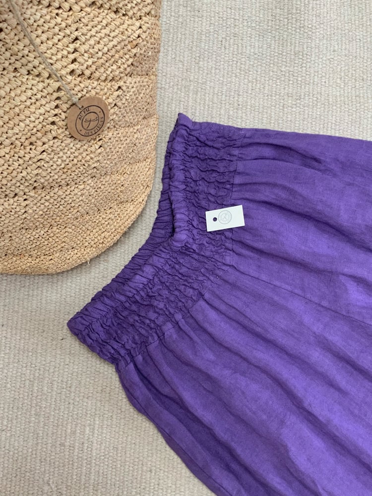 Image of Pantalon en lin Palazzo Purple 