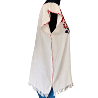 Image 2 of Vintage Traditional Cotton Hand Embroidered Red Floral Peasant Top- Made in Mexico 