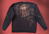 Image 3 of “LOVE” CUSTOM BLEACH PAINTED PULLOVER SWEATER XL