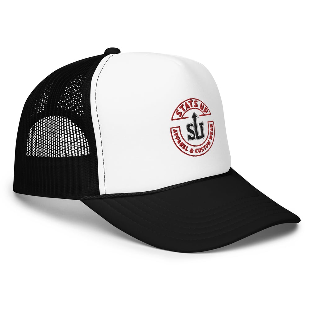 Image of Foam trucker hat with Red StatsUp Logo