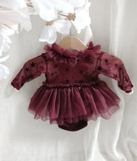 Image 1 of Newborn dress for Christmas photo shoots | Gabrielle |burgundy stars