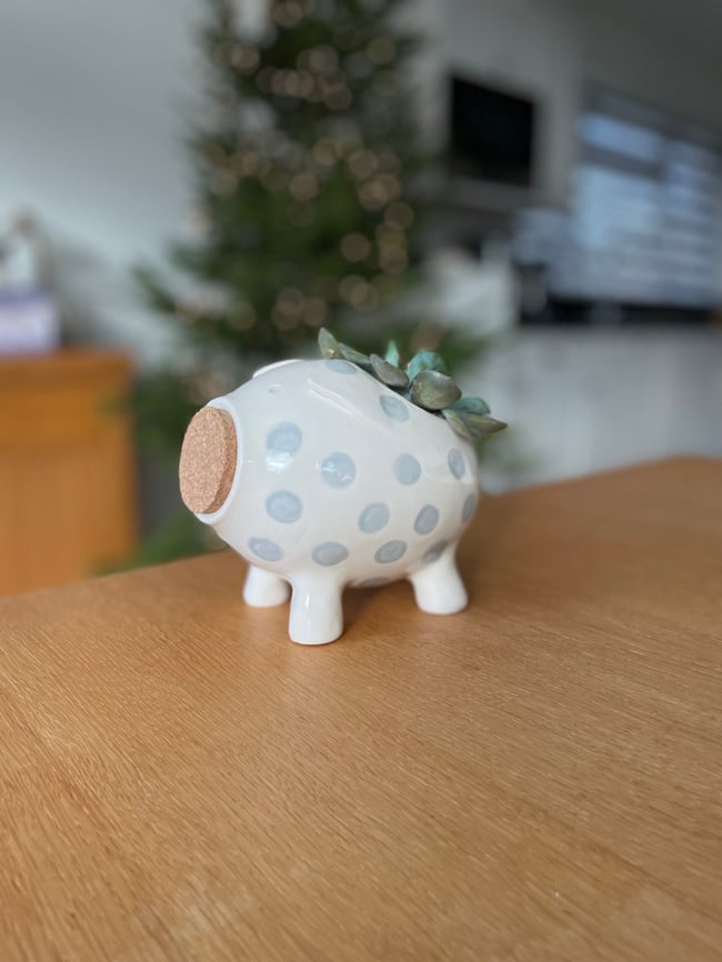 Silver Plant Pot Pig