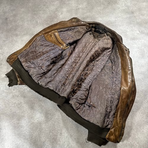 Image of 1980s Heavyweight Leather Flying Jacket, Size Medium