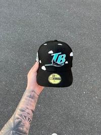 Image 1 of PINK BRIM PARTLY CLOUDY TAMPA DEVIL RAYS CUSTOM FITTED CAP