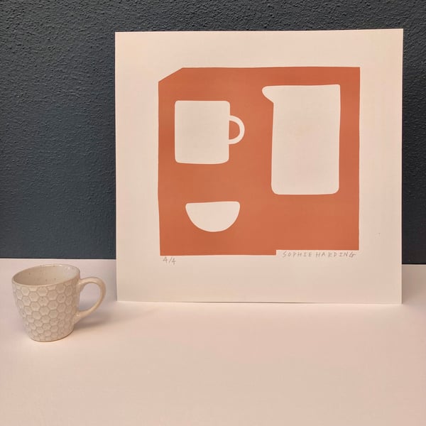 Image of Cup, Jug and Small Dish monoprint 