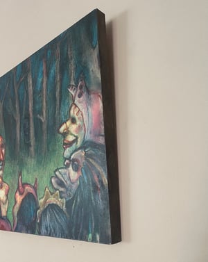 Image of “The Gather” Embellished and wood mounted