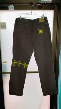 Image 3 of Split Leg Screw Cross Denim Jeans 