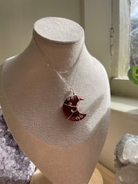 Image 3 of Red Obsidian Silver Moon  Necklace
