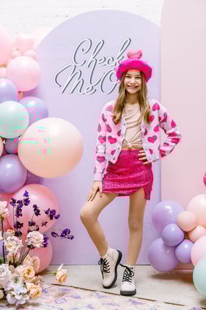 Image of Large Heart Pom Beret - Monochromatic