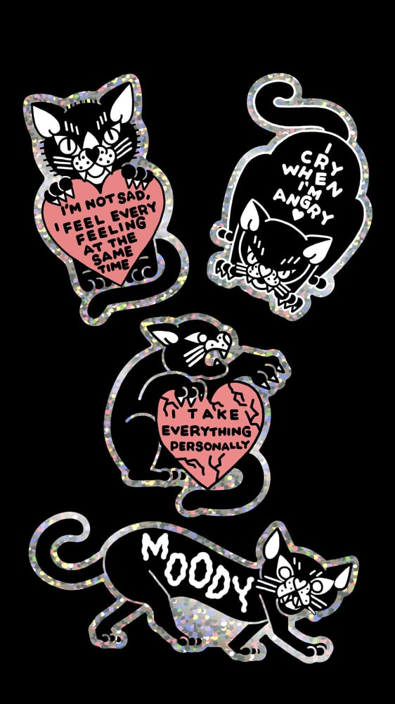 Image of glitter cat sticker set