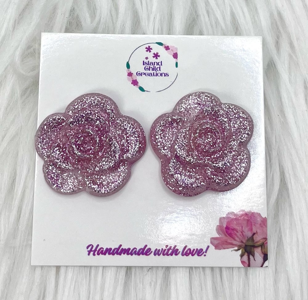 Image of GLITTER ROSE STUDS 