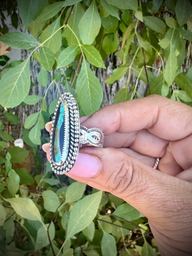 Image of Blackjack Ring - hand stamped scalloped cigar band - size 8