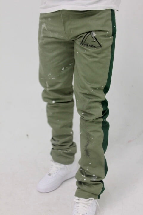 Image of Stacked Green Painters Pants