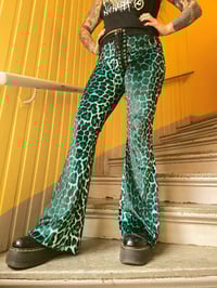 Image 2 of Flared velvet leopard pants, available in 3 colours