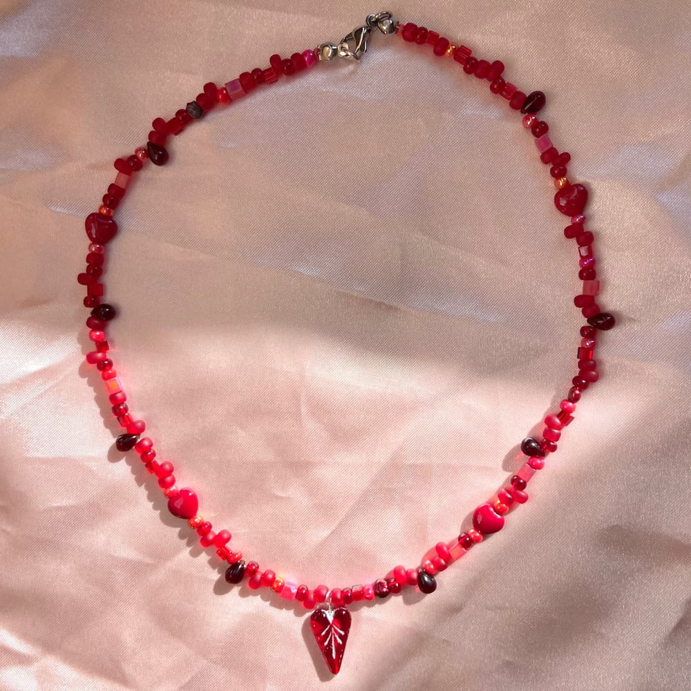 Image of classic red heart necklace