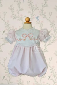 Image 3 of 12mo Silk Ribbon + Bunny Heirloom Bubble 