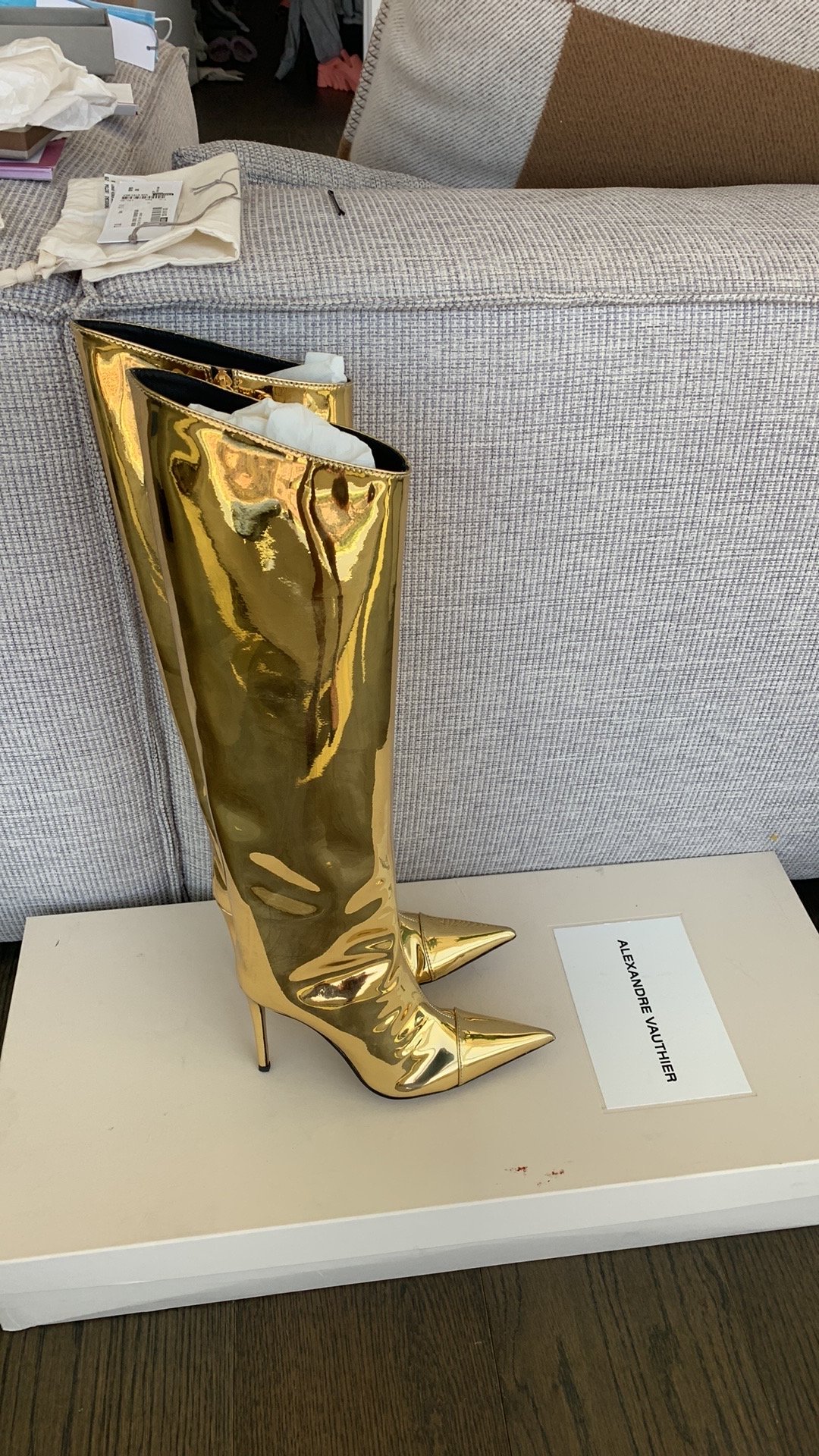Metallic Gold Alexandre Vauthier Boots Size 37.5