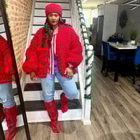 Image 1 of Chunky Red Knit Sweater w/headband (NEW) 