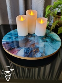 Image 2 of 15" Epoxy Resin Art Lazy Susan Turntable 'The Four of Swords'