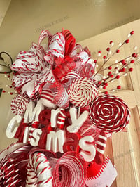 Image 4 of Candy Cane Themed Swag Wreath