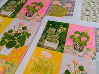 Image 3 of Geranium Pattern - 3 colour Risograph - A4 or A3