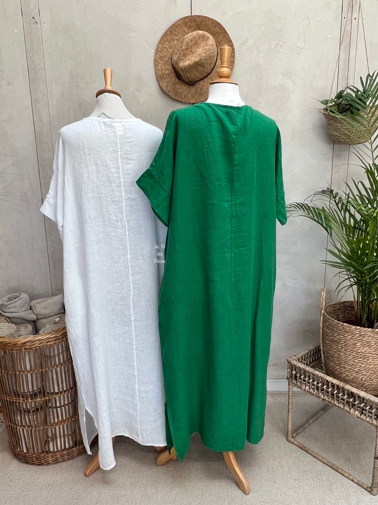 Image of Robe En Lin Diane Vert Malachite 