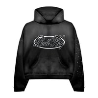 Image 2 of “Bright Lights” Acid Wash Rhinestoned Sleeve Hoodie