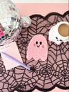 pink ghostie mug rug 