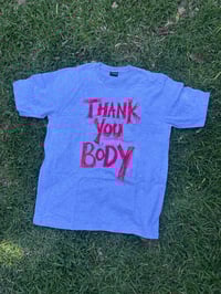 Image 1 of Very Light Grey T Shirt with Rose Pink Text XXL