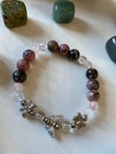 Image 1 of 8mm Rhodonite, Rose Quartz, & Clear Quartz Butter”Fly” Bracelet