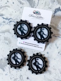 Image 1 of Black & Silver Dancing Elvis Earrings (Dangly or Studs)