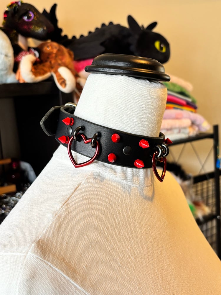 Image of Red & Black Leather Collar