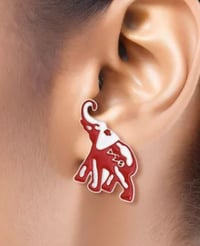 Image 1 of Red and White Delta Elephant Earrings