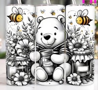 Black & white Pooh bear 20oz tumbler