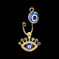 Image 1 of Evil Eye Nose Cuff Ring With Charm
