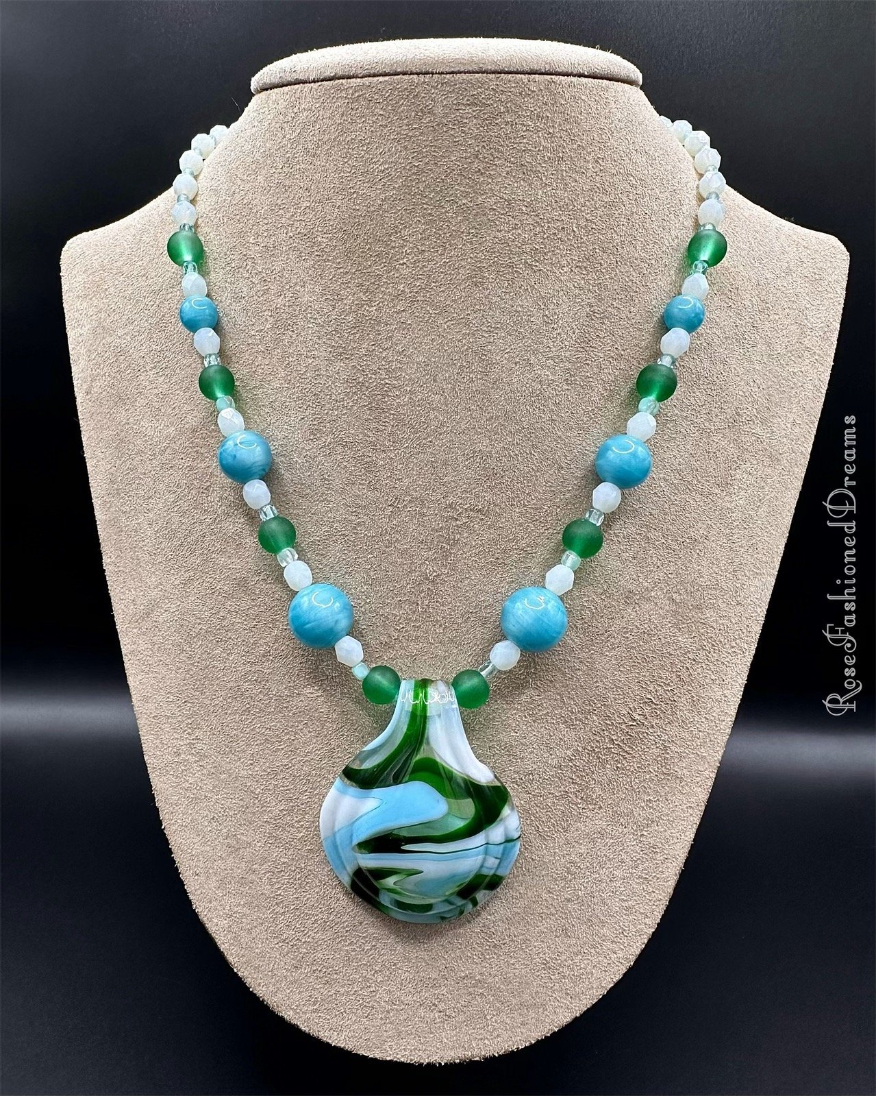 Lampwork Statement Necklace With Uranium Accents | RoseFashionedDreams